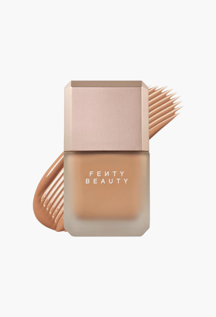 GLAM MODA Fenty Beauty Pro Filt'r longwear liquid foundation in a frosted glass bottle with a metallic cap