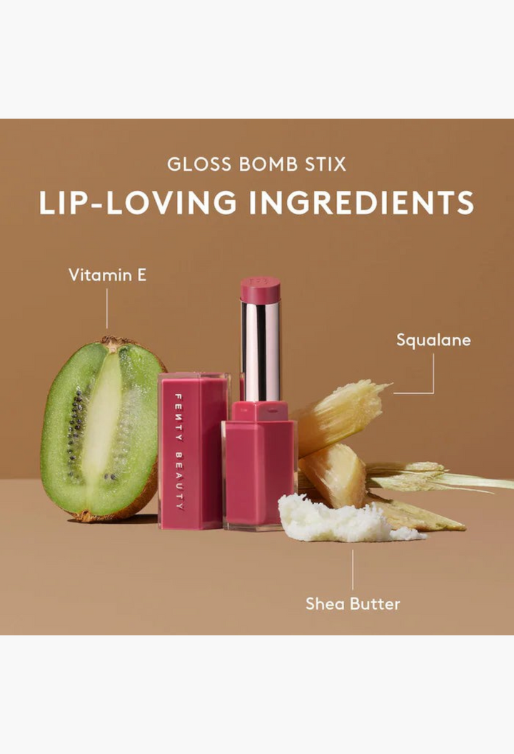 GLAM MODA Berry Brown'd Pout lip liner and gloss stick set with fresh kiwi and sugarcane ingredients