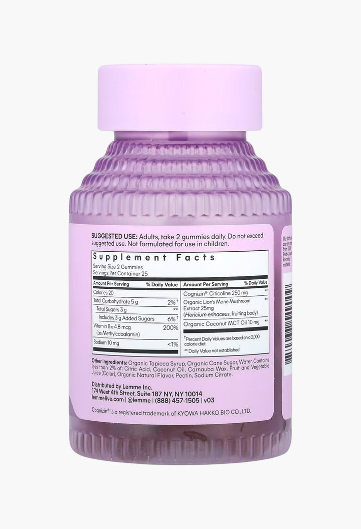 Lemme, Focus, Concentration Gummies, Strawberry - GLAM MODA