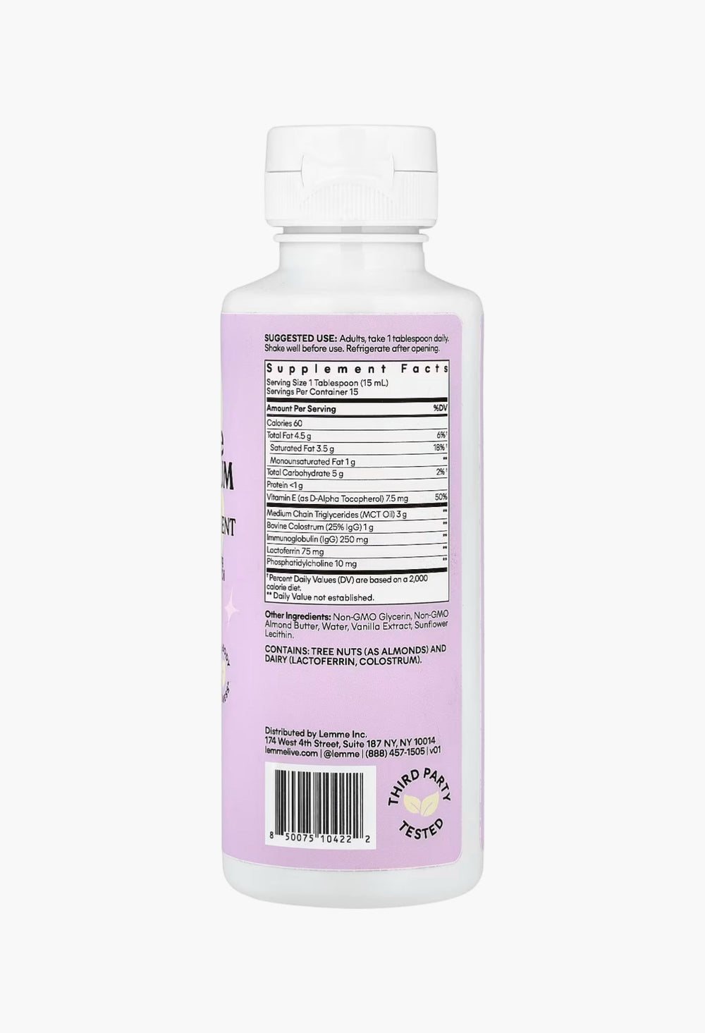 Lemme, Colostrum, Liposomal Liquid Supplement, Vanilla Creme - GLAM MODA