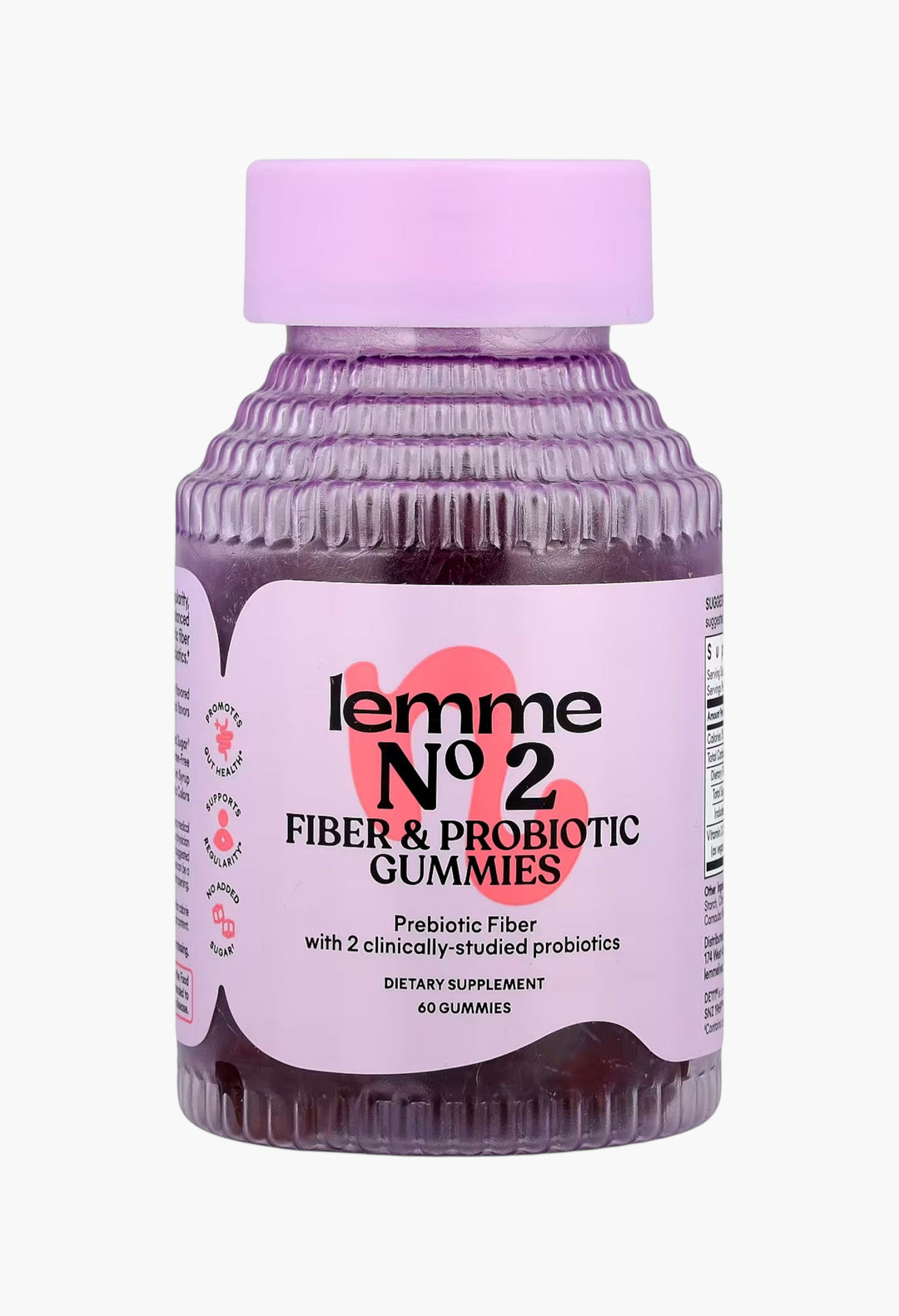 Lemme, No2, Fiber & Probiotic Gummies, Strawberry - GLAM MODA