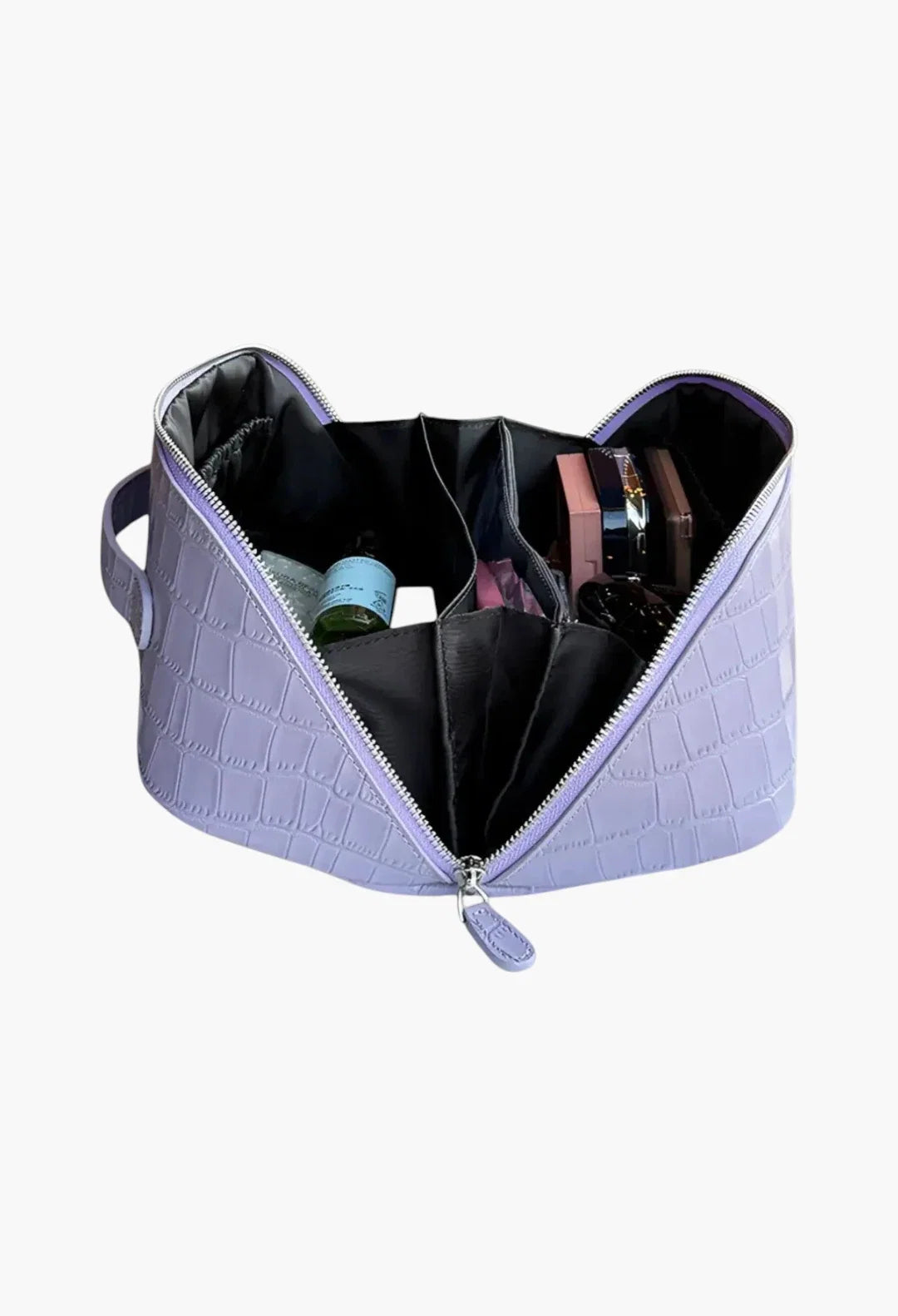 Layflat leather vanity bag