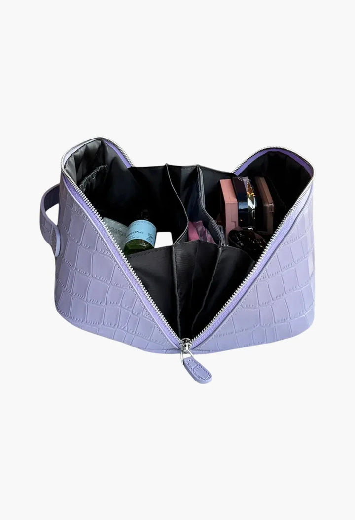 Layflat leather vanity bag